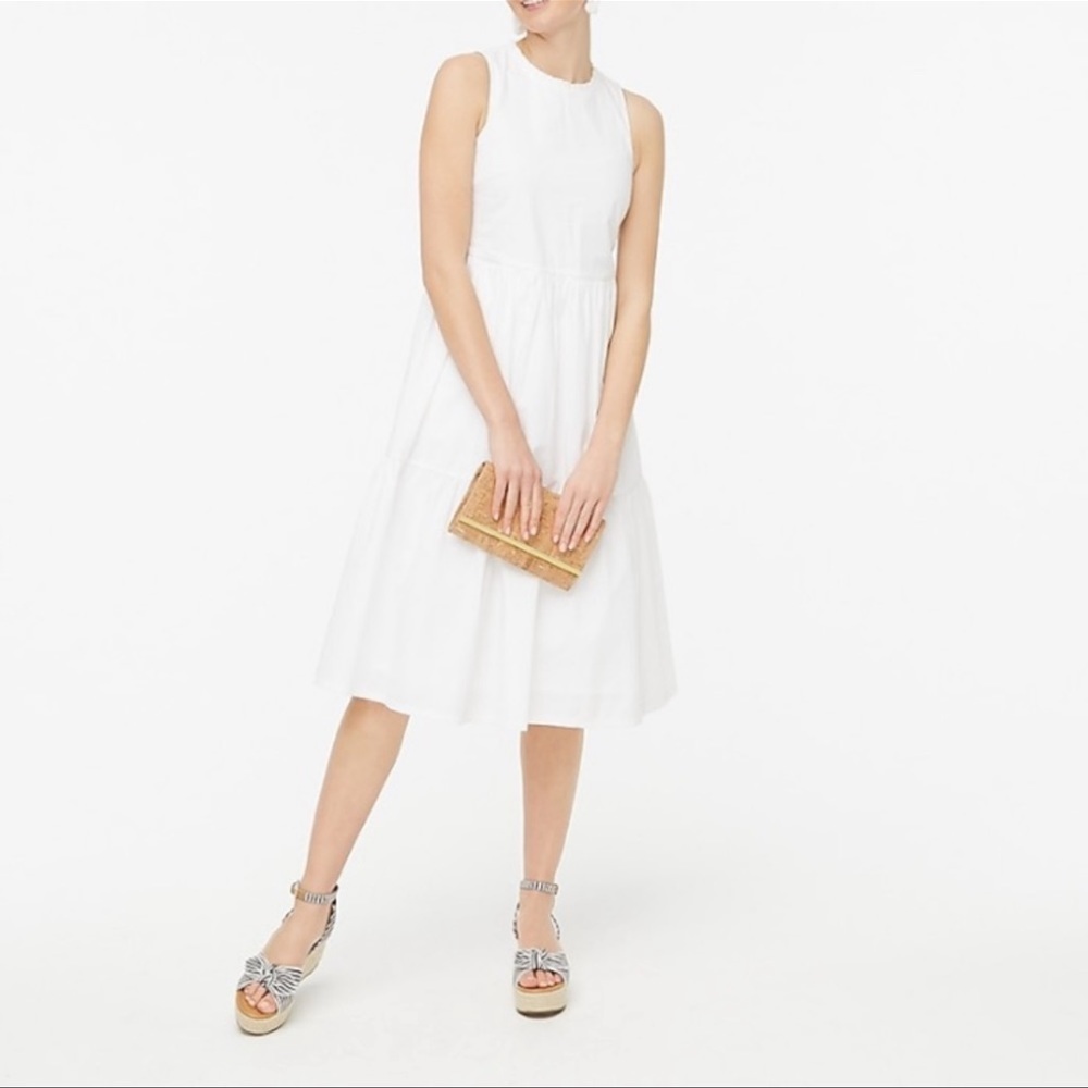 J Crew Sleeveless Tiered Midi Dress White Size 4 - Picture 2 of 8